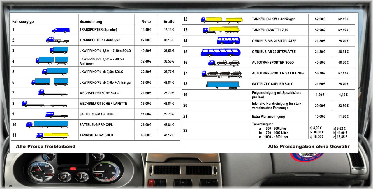 unsere Preisliste